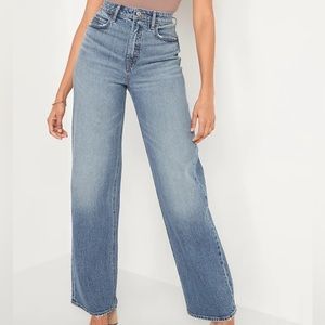 Old Navy Extra High-Waisted Sky High Wide-Leg Jeans Size 14